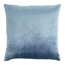 Image of square velvet linen cushion cover in stone blue colour