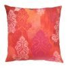 Image of orange outdoor cotton cushion with geometric print