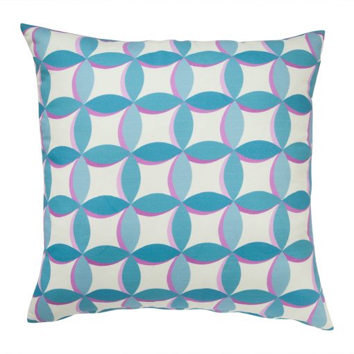 Image of green outdoor cushion with geometric circles