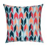 Image of outdoor cotton cushion with colourful arrows pattern