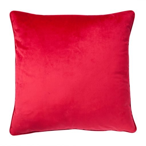 Image of cushion cover made of red velvet material