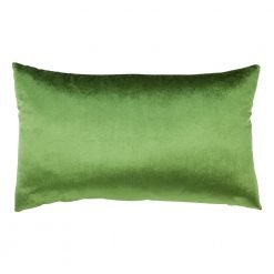 Image of forest green rectangular cushion made of velvet and linen fabric