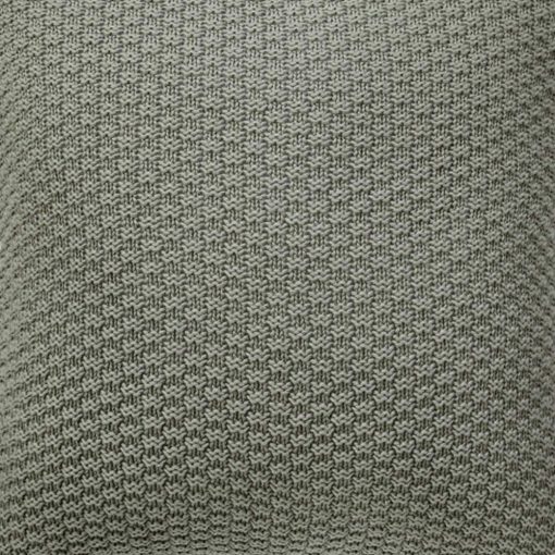 Close up photo of grey cushion cover made of knit material