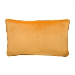 Image of gold mustard rectangular cushion cover made of velvet fabric