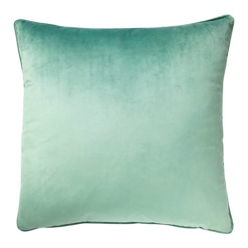 Image of square 55cm mint green velvet cushion