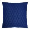 Photo of square navy blue cushion made of knit fabric