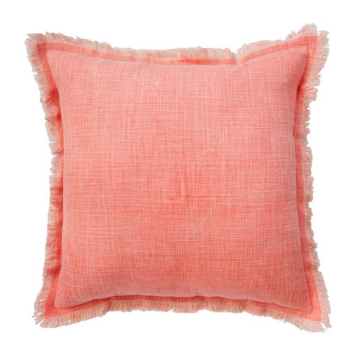 Image of indoor cotton cushion of salmon orange colour