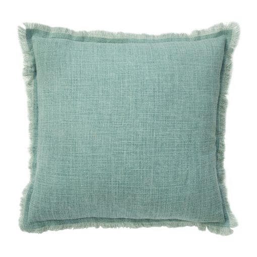 Image of green square cotton cushion
