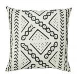 Photo of black and white outdoor cotton cushion with tribal geometric design