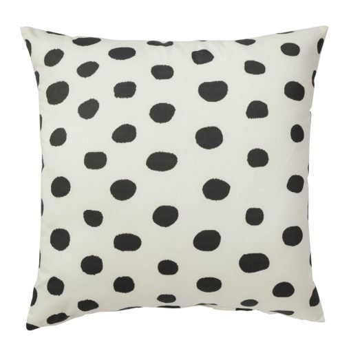 Photo of black and white polka dot outdoor cotton cushion cover