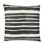 Image of outdoor cushion with black and white stripes