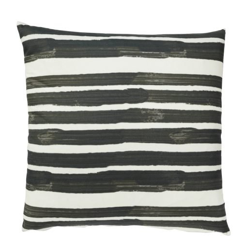 Image of outdoor cushion with black and white stripes