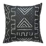 Image of black and white geometric tribal outdoor cotton cushion cover