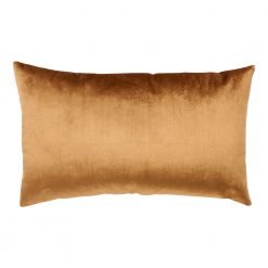 Bronze brown rectangular cushion made of velvet and linen material