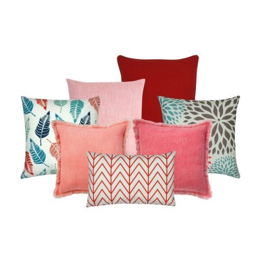 Image of 7 cushion cover collection in shades of red