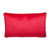 Photo of red rectangular cushion made of velvet fabric