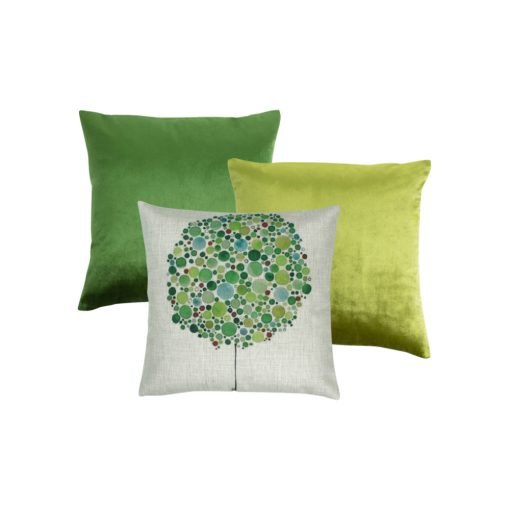 Image of 3 set cushion in green, white and olive colours