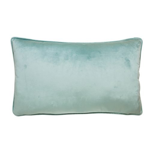 Image of mint green rectangular velvet cushion cover