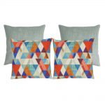 Photo of sage green and blue coloured square cushions in varying sizes