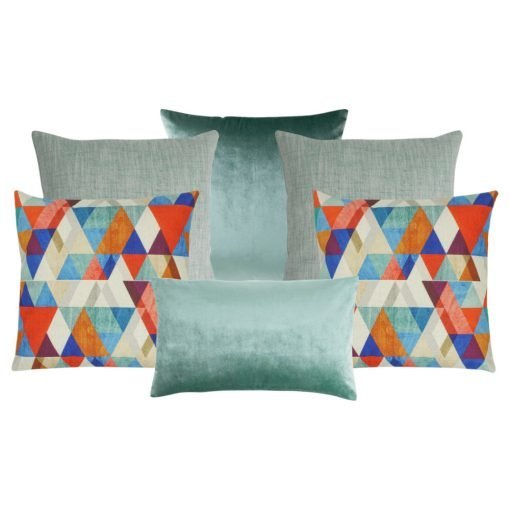 Photo of 6 cushion cover collection in mint green and blue colours