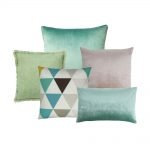 Photo of blush and mint green coloured cushion covers in set of 5