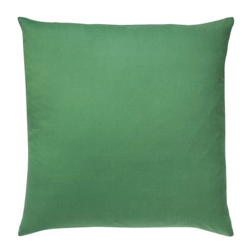 Photo of square, dark sage green cushion cover made of UV and water resistant fabric