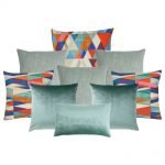 Image of 9 set cushion cover in blue and mint green colours
