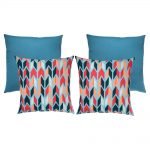 Bright coloured outdoor cushion set made of UV resistant fabric