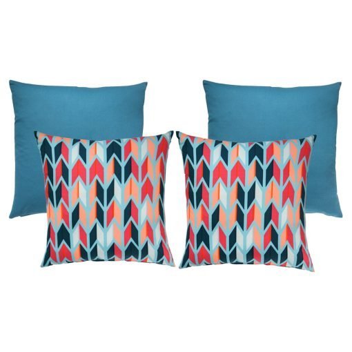 Bright coloured outdoor cushion set made of UV resistant fabric