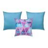 Bold and vibrant teal outdoor cushions in a set of 3
