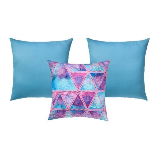 Bold and vibrant teal outdoor cushions in a set of 3