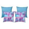 4 bold and vibrant teal and pink UV and water resistant cushion covers