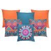 Photo of 6 bright and bold, festive teal and orange coloured outdoor cushion set