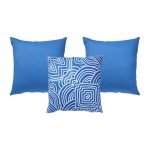 Mediterranean inspired 3 cushion cover set in blue and white colours