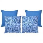 4 square outdoor cushion set with Mediterranean influence