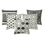 Black and white ethnic patterned cushion covers made of UV resistant material