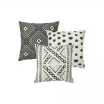 UV and water resistant 3 outdoor cushion set in black and white colours