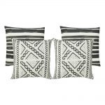 4 black and white outdoor cushion with stripes and tribal design