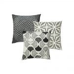 Photo of 3 square outdoor cushions with ethnic inspired print