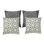 Image of 4 outdoor cushion cover collection with black and white tribal print