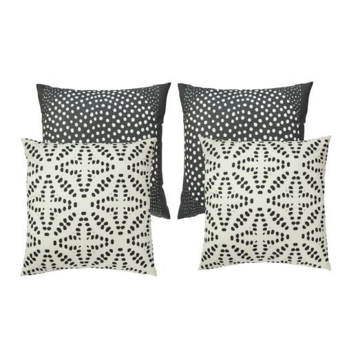 Image of 4 outdoor cushion cover collection with black and white tribal print