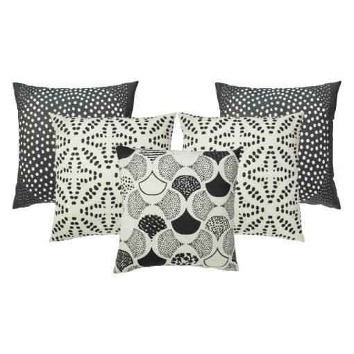 Black and white ethnic inspired cushion covers made of UV and water resistant material