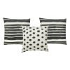Image of 3 black and white outdoor cushions in stripes and polka dot designs