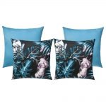 4 teal coloured outdoor cushion set made of UV and water resistant material