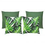 4 green UV and water resistant square cushions