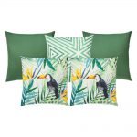 5 tropical inspired outdoor cushion set in green and teal colours