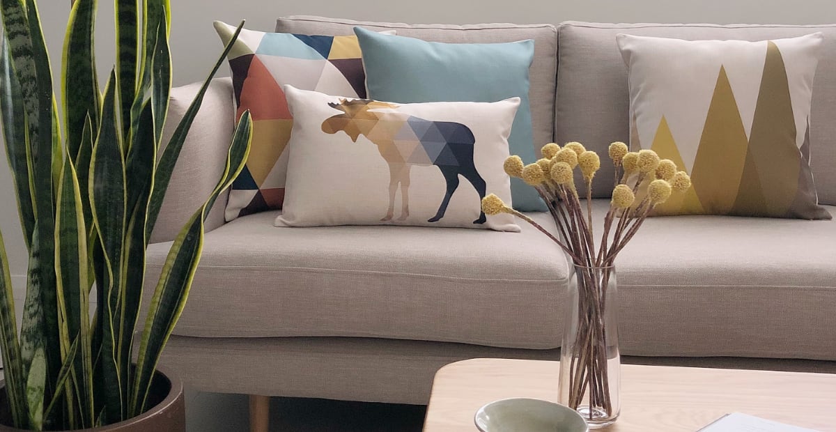 Mid-century modern style room showcasing a sofa.