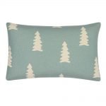 Rectangular linen outdoor cushion with tiffany blue and white colours