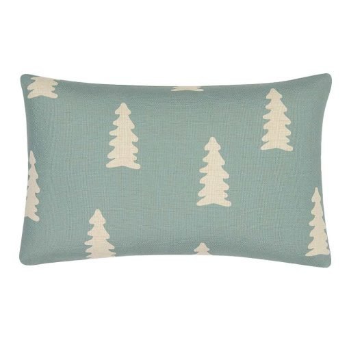 Rectangular linen outdoor cushion with tiffany blue and white colours