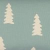 Close up of tiffany blue and white rectangular linen cushion cover